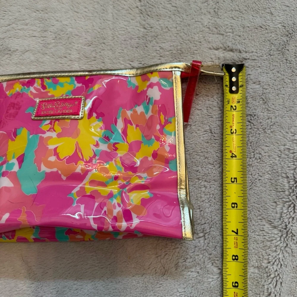 Lilly Pulitzer for Estée Lauder Floral Cosmetic Bag Pink Gold Trim Makeup‎